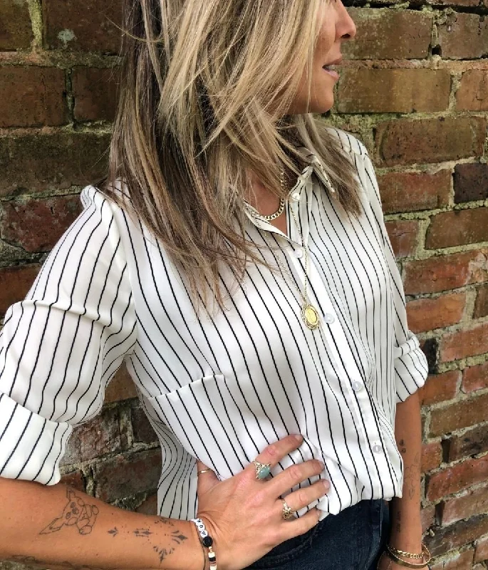 Ivory Pinstripe Blouse