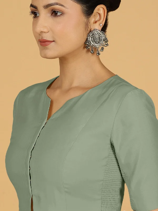 Rekha x Rozaana | Long Saree Blouse in Mint Green