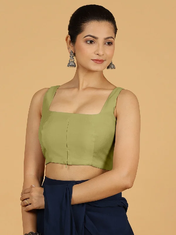 Kasturi x Rozaana | Sleeveless Saree Blouse in Pista Green