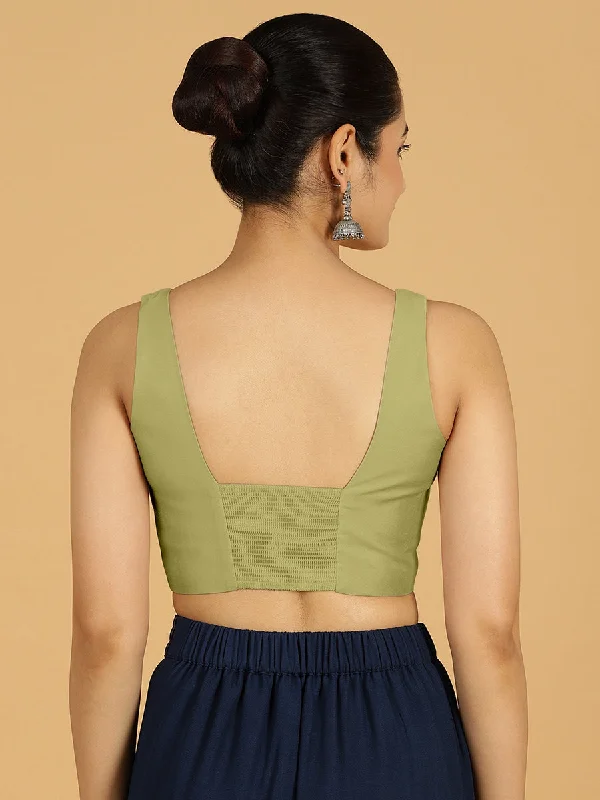 Kasturi x Rozaana | Sleeveless Saree Blouse in Pista Green