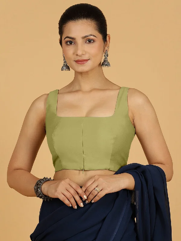 Kasturi x Rozaana | Sleeveless Saree Blouse in Pista Green