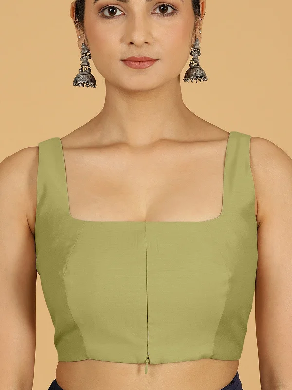 Kasturi x Rozaana | Sleeveless Saree Blouse in Pista Green