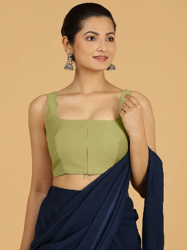 Kasturi x Rozaana | Sleeveless Saree Blouse in Pista Green