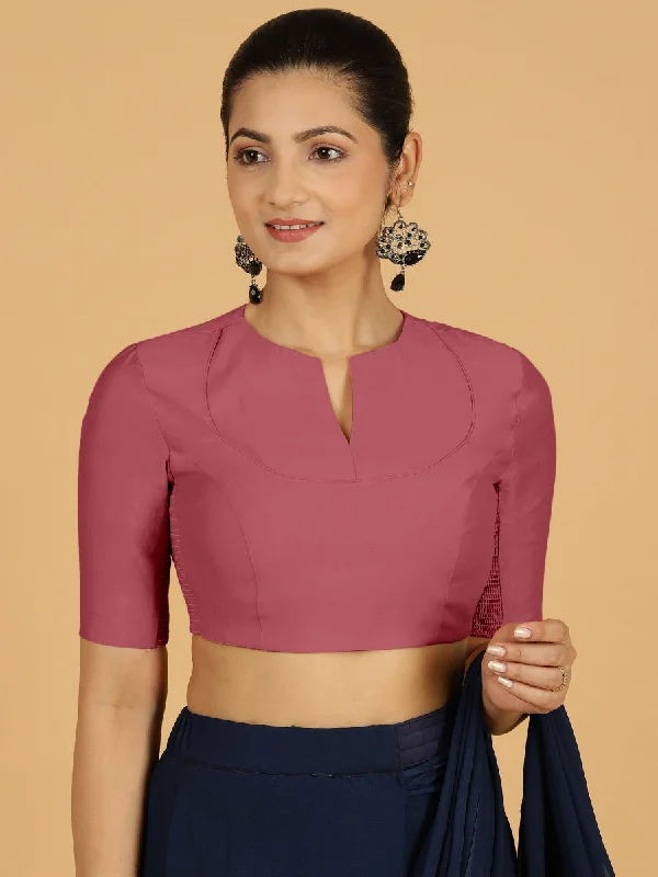 Karishma x Rozaana | Elbow Sleeves Saree Blouse in Rose Pink