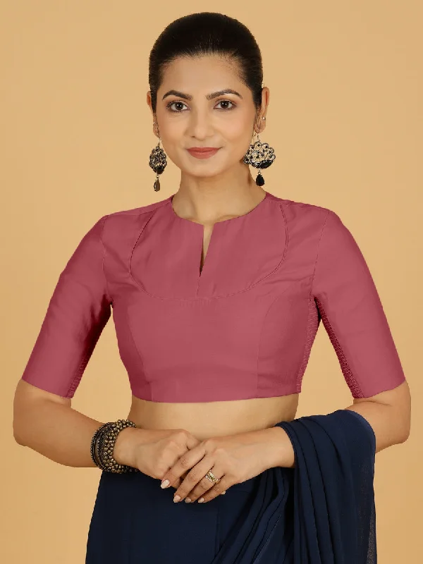 Karishma x Rozaana | Elbow Sleeves Saree Blouse in Rose Pink