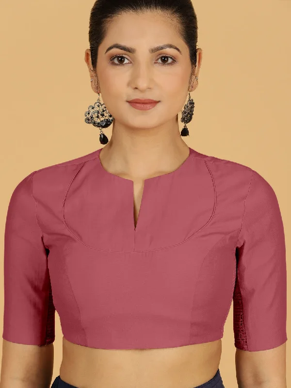 Karishma x Rozaana | Elbow Sleeves Saree Blouse in Rose Pink