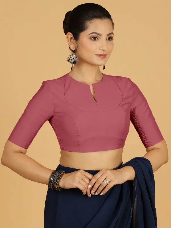 Karishma x Rozaana | Elbow Sleeves Saree Blouse in Rose Pink