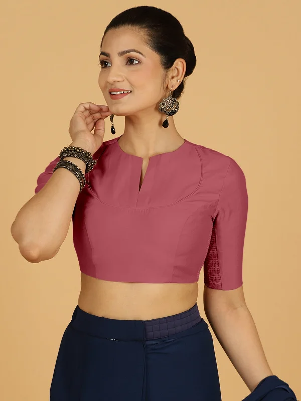 Karishma x Rozaana | Elbow Sleeves Saree Blouse in Rose Pink