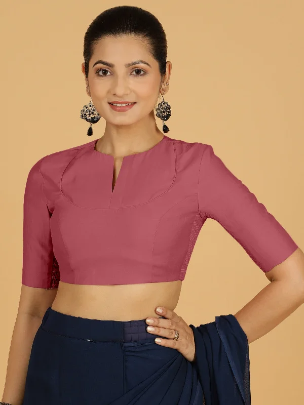 Karishma x Rozaana | Elbow Sleeves Saree Blouse in Rose Pink