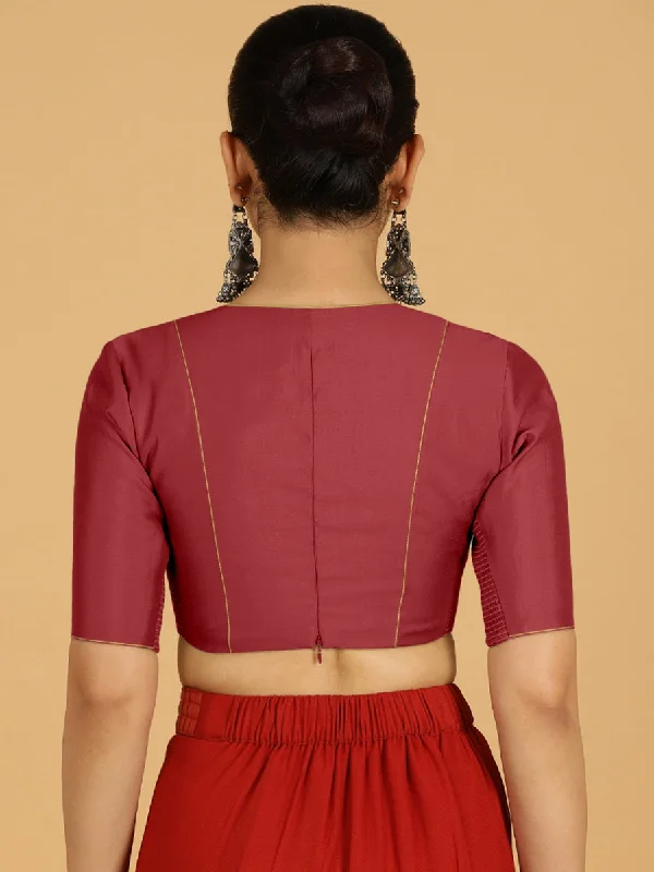 Ghazal x Rozaana | Elbow Sleeves Saree Blouse in Scarlet Red