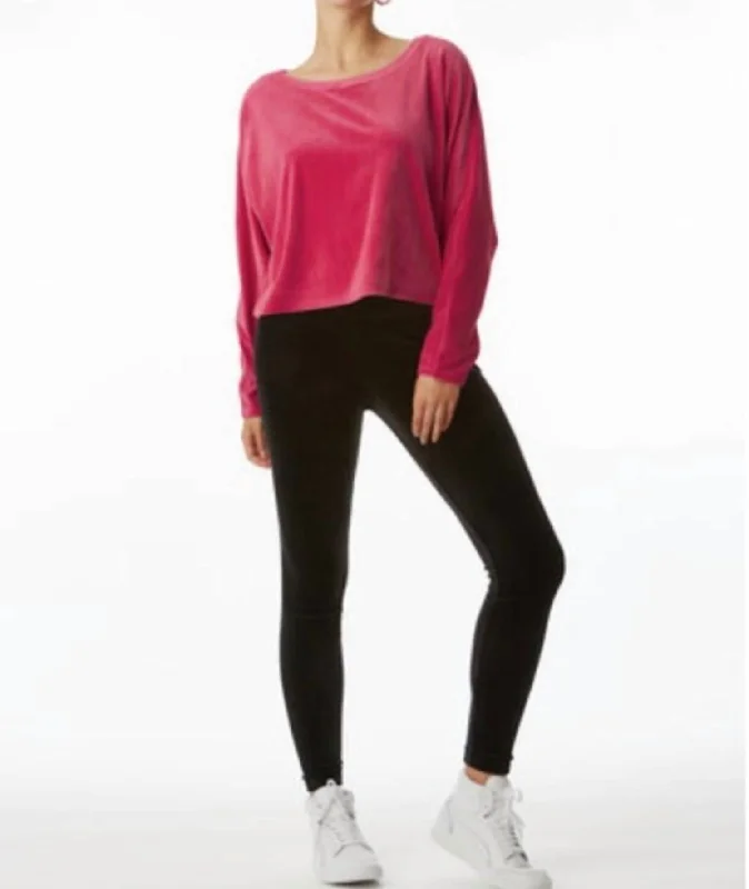 Velour Dolman Pullover In Pink Party