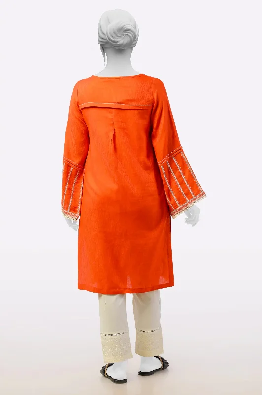 Orange Embroidered Kurti