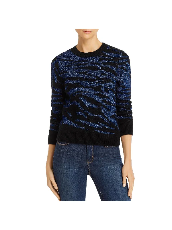 Womens Metallic Tiger Print Sweater