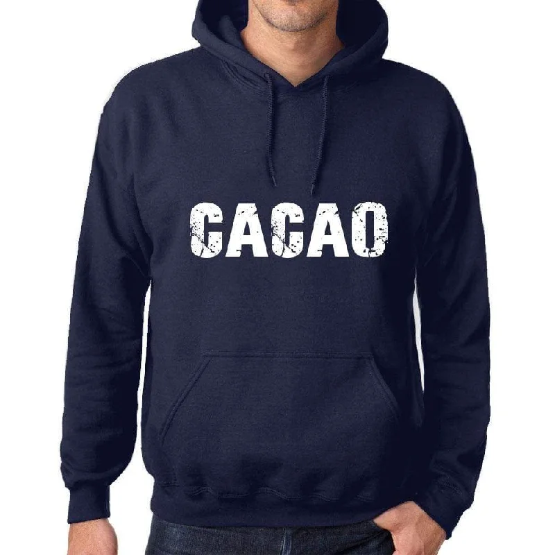 Unisex Printed Graphic Cotton Hoodie Popular Words CACAO French Navy