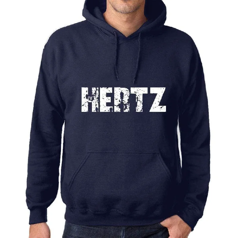 Unisex Printed Graphic Cotton Hoodie Popular Words HERTZ French Navy