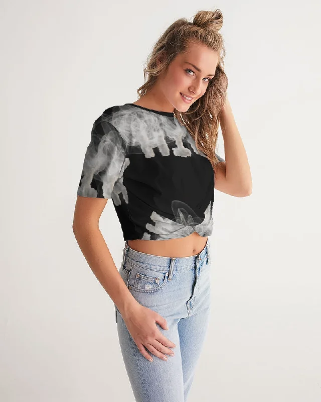 HIGH GRADE Women's Twist-Front Cropped Tee