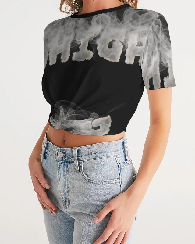 HIGH GRADE Women's Twist-Front Cropped Tee