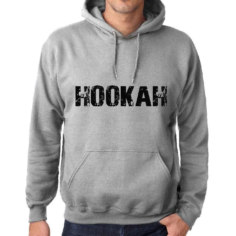 Unisex Printed Graphic Cotton Hoodie Popular Words HOOKAH Grey Marl