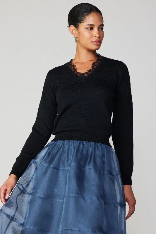 Lace Collar Sweater Top