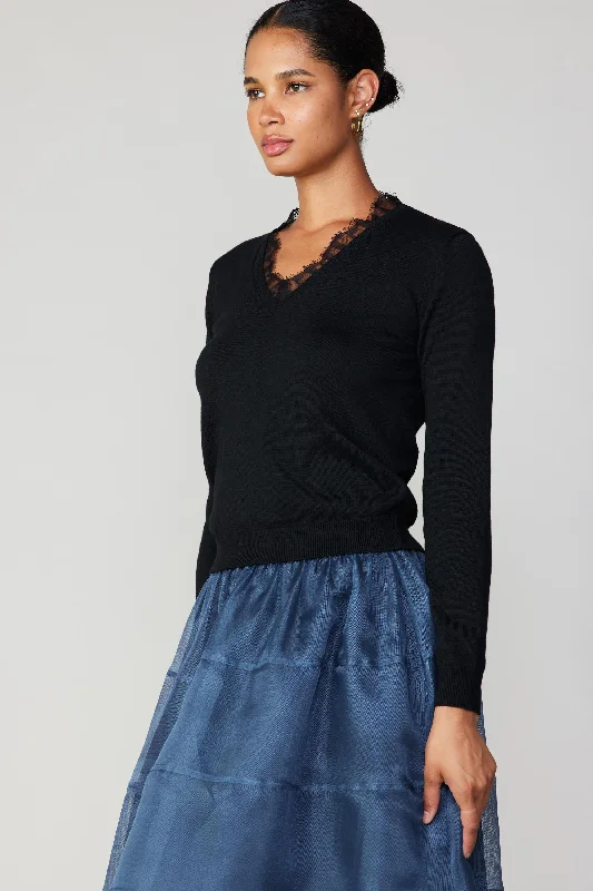 Lace Collar Sweater Top