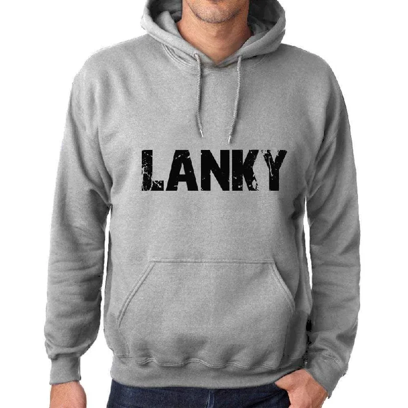 Unisex Printed Graphic Cotton Hoodie Popular Words LANKY Grey Marl