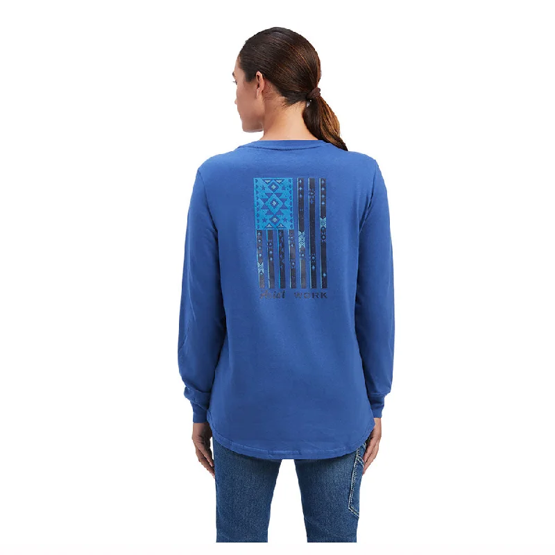 10041487 Ariat Women's Rebar Cotton Strong Southwest Graphic Long Sleeve T-Shirt - True Navy