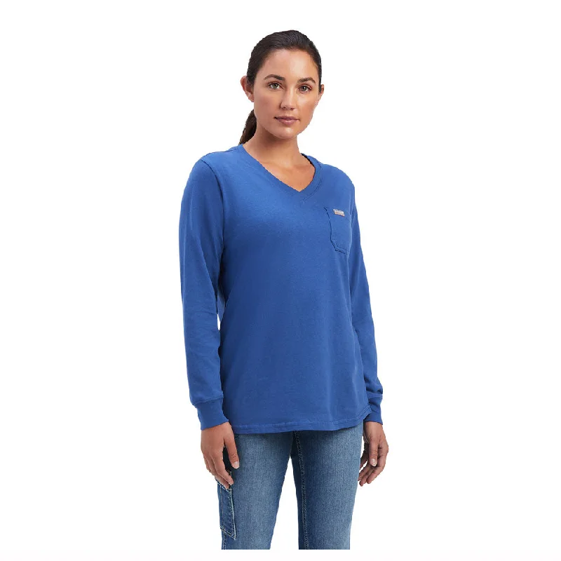 10041487 Ariat Women's Rebar Cotton Strong Southwest Graphic Long Sleeve T-Shirt - True Navy