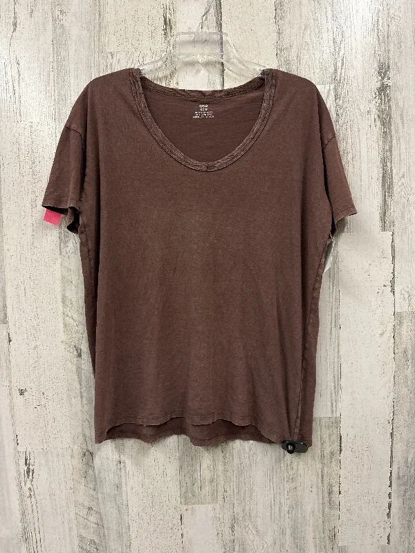 Brown Top Short Sleeve Basic Aerie, Size Xs