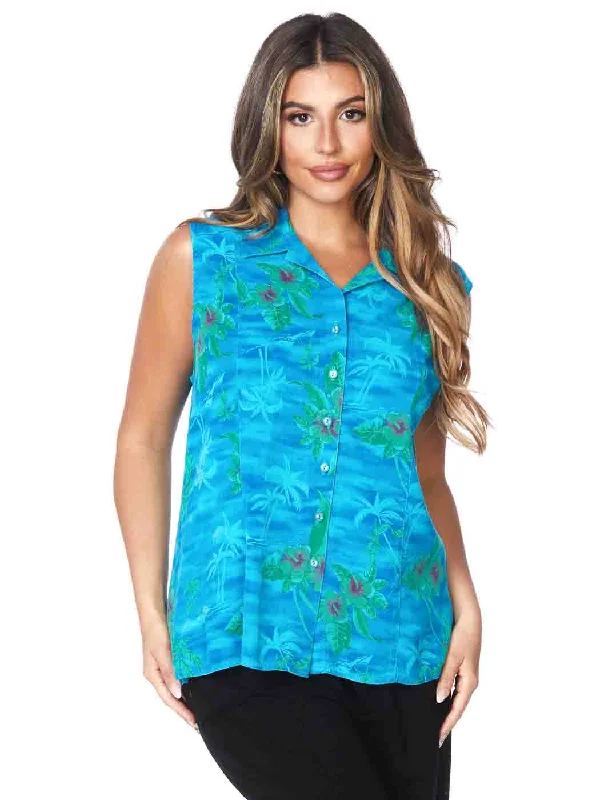 Tianello TENCEL™ ""Maui"" Printed Sleeve Less ""Monica"" Blouse