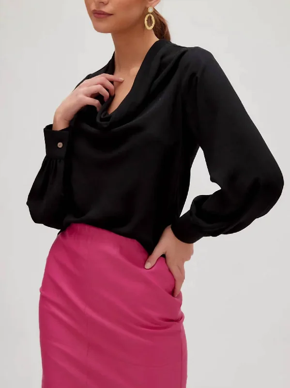 Cowl Neck Top In Black