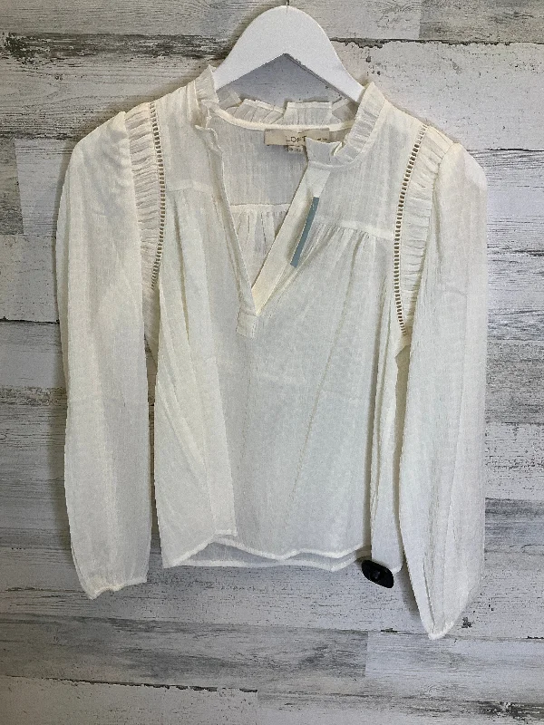 Cream Blouse Long Sleeve Loft, Size Xs