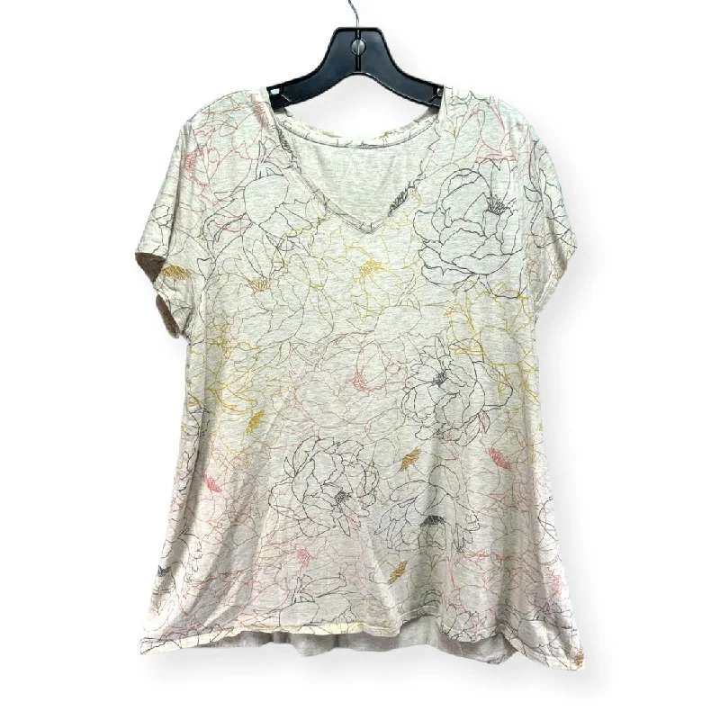 Floral Print Top Short Sleeve Pure Jill, Size L