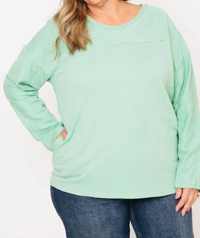 French Terry Oversized Layering Top In Jade