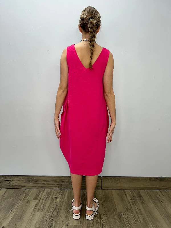 Fuchsia Sleeveless Dress with Pocket