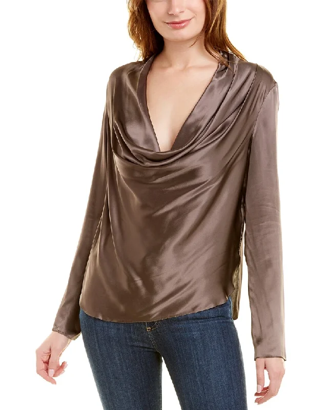 Halston Aviana Charmeuse Silk-Blend Blouse