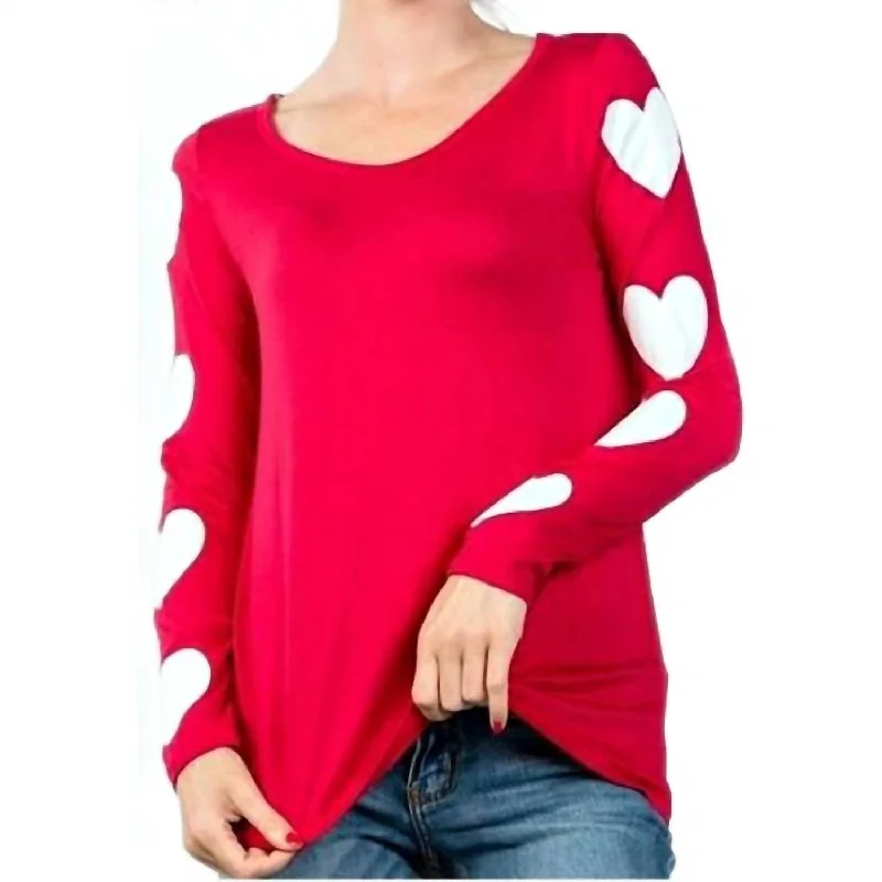 Heart Sleeve Top In Red