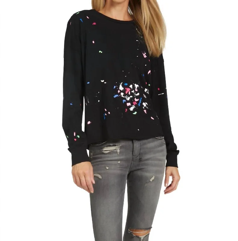 Keegan Crop Tee In Black/confetti Splatter