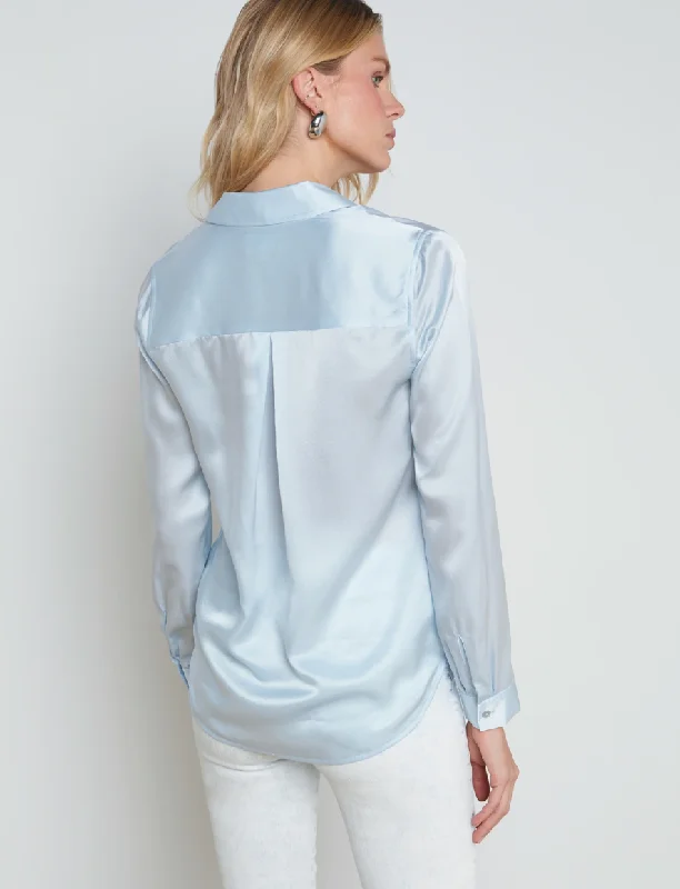 L'Agence Tyler Long Sleeve Blouse Ice Water