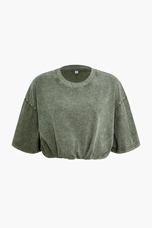 Basic Solid  Loose Washed T-Shirt