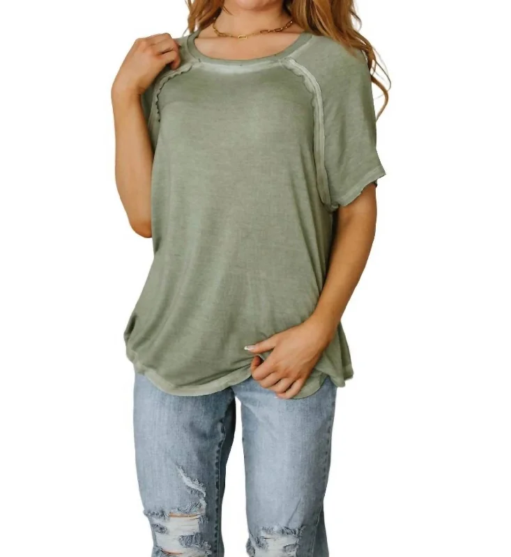 Mineral Wash T Shirt In Olive