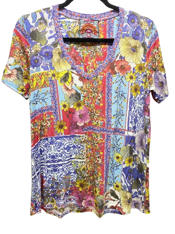 Multi-colored Top Short Sleeve Designer Johnny Was, Size Xs