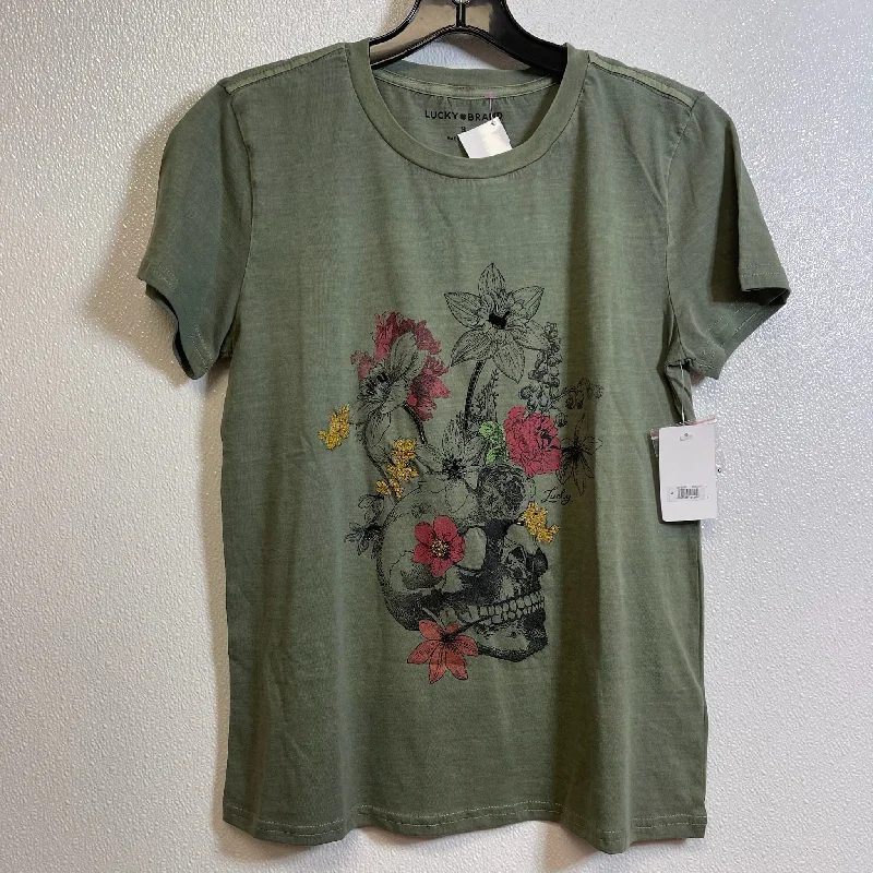 Olive Top Short Sleeve Lucky Brand O, Size S