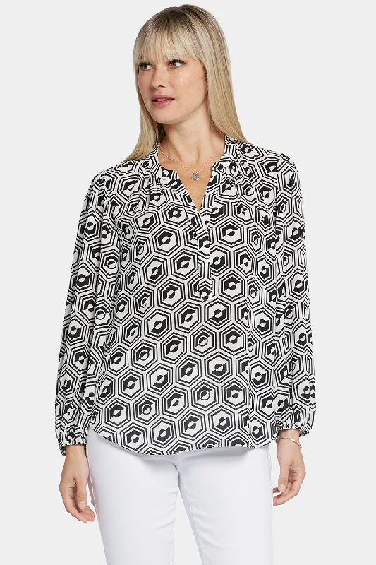 Puff Sleeve Popover Top - Night Owl