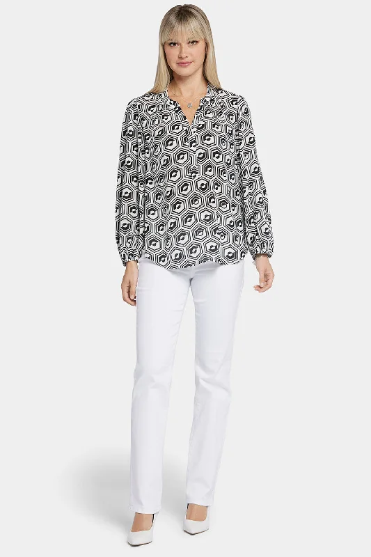 Puff Sleeve Popover Top - Night Owl