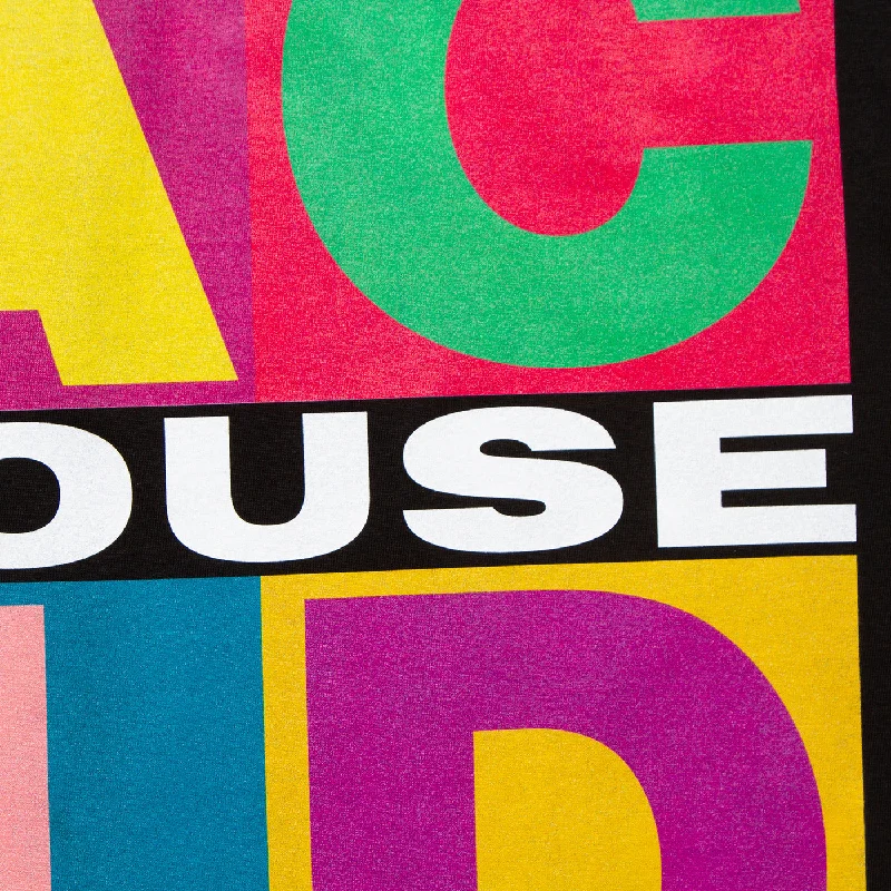 Squares Acid House Front Print - Tshirt - Black