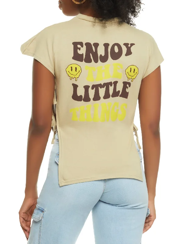 Enjoy The Little Things Open Side Tie Tee