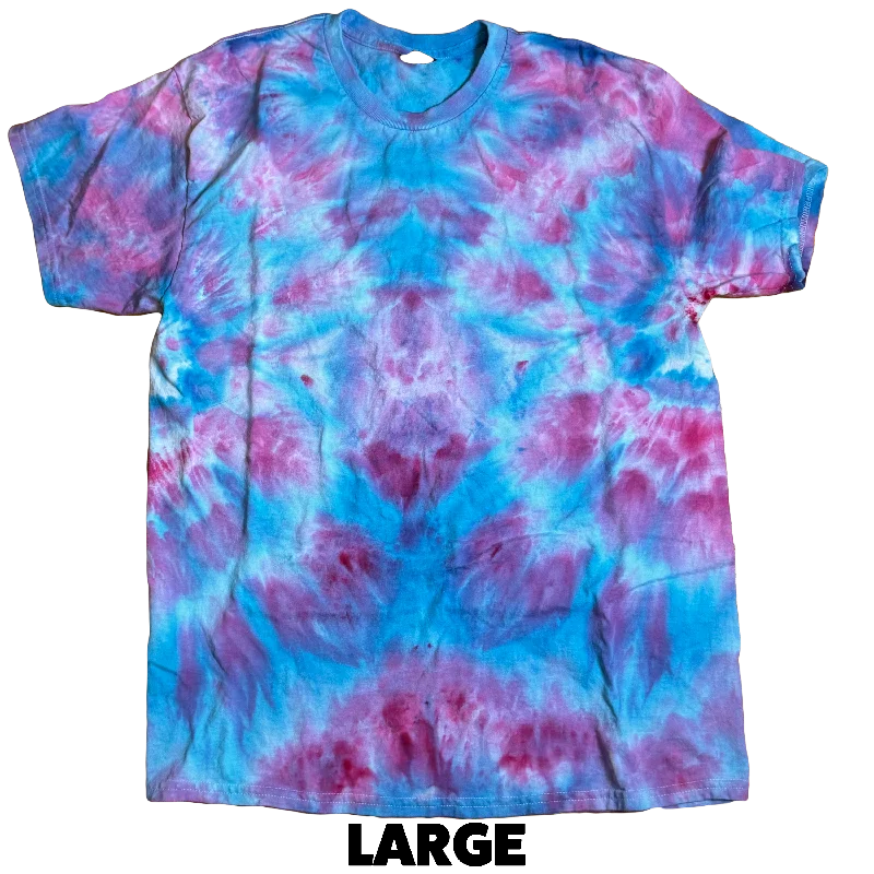 Tie Dye T-Shirt - Pink Blue Abstract LARGE