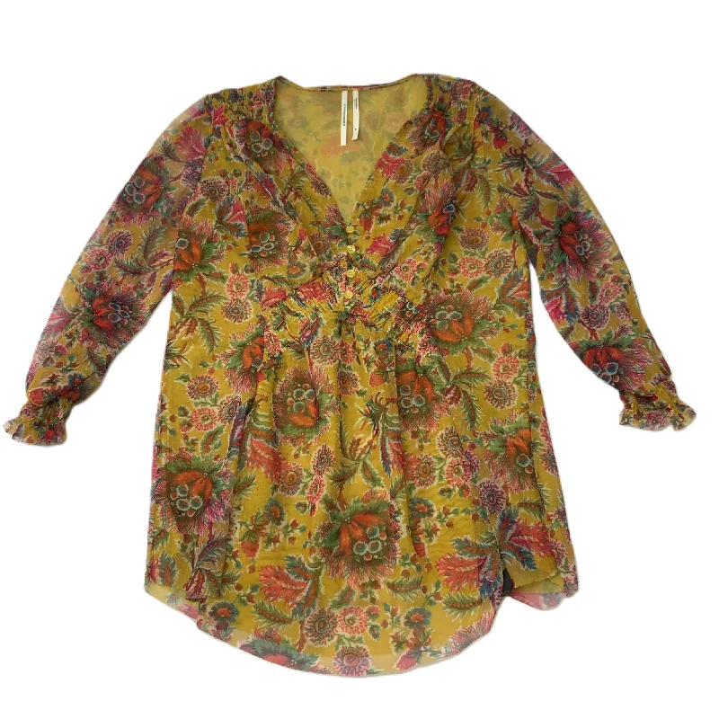 Yellow  Blouse 3/4 Sleeve By Anthropologie  Size: Xs