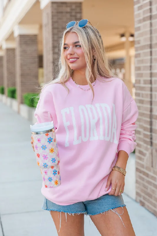 Florida Block Light Pink Oversized Graphic Sweatshirt