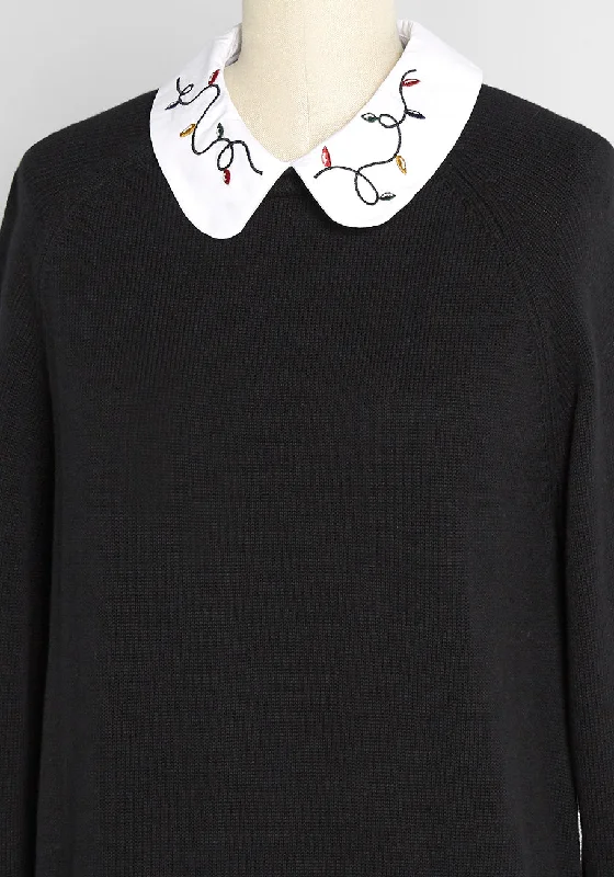 Holiday Lane Embroidered Twofer Sweater